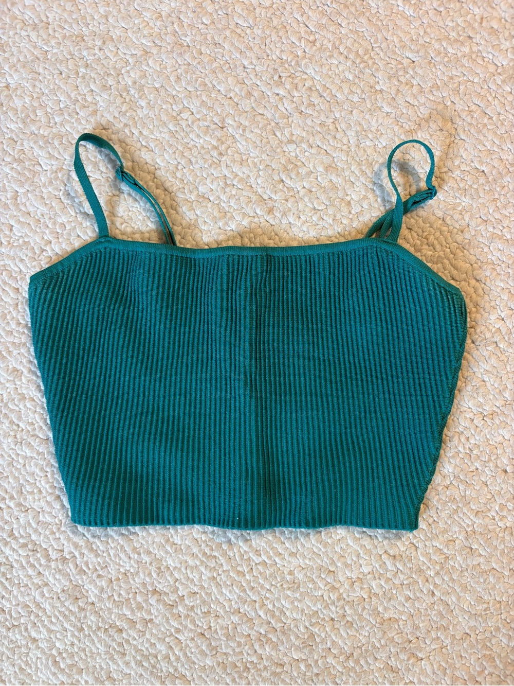 Babaton Teal Ribbed Cropped Tank